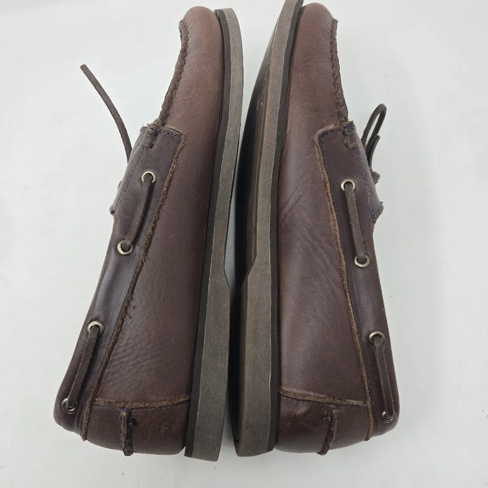 ALLEN EDMONDS Men's Port Washington Boat Shoes Size 11 1/2 D US Brown Leather‎
